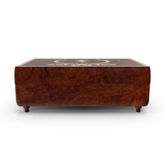 Vintage Wooden Musical Jewelry Box with Ballerina Design isolated on transparent background