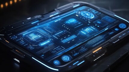 Obraz premium Close-up view of a futuristic digital interface.