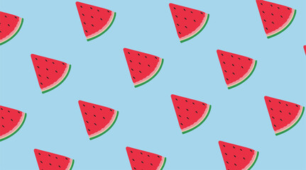 Watermelon slices on a light blue field. seamless pattern