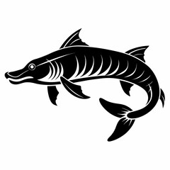 Tiger Muskie Silhouette Illustration on White Background a Predatory Fish Vector Design for Fishing Wildlife and Nature Enthusiasts