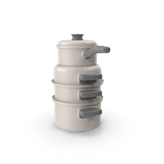 Stacked Cooking Pots and Saucepan Set isolated on transparent background