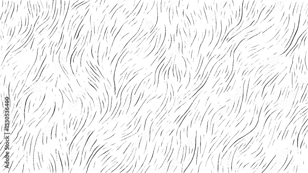 Poster fur inspired flowing black lines abstract vector texture on transparent background minimal hand draw
