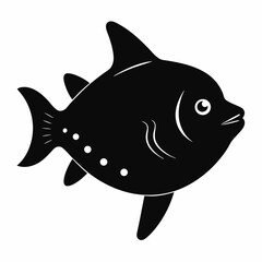 Simple sunfish silhouette illustration on a clean white background ideal for logos icons or design elements featuring marine life