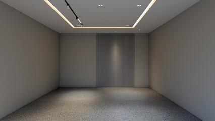 Empty Room 3D Render - White Marble Interior with Natural & Artificial Lighting