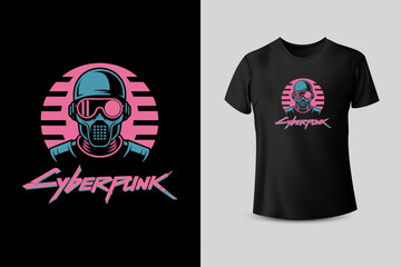 Cyberpunk Skull T shirt Design