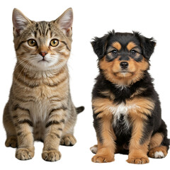 Fototapeta premium Cat and Puppy: Best Friends Forever - Animal Companions
