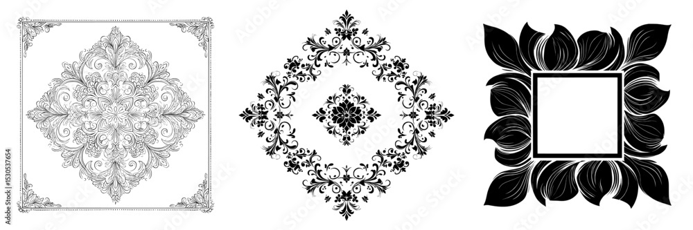 Poster the frame border features a modern rectangle design with a black swirl pattern on a white background