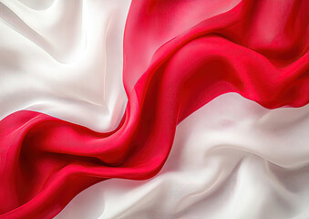 Abstract Red and white Flowing Fabric Gradient Background