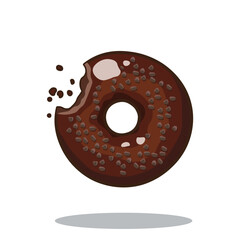Vector illustration of chocolate donut seen from above isolated on white background