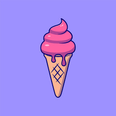 Cartoon Ice Cream Illustration for Summer Theme