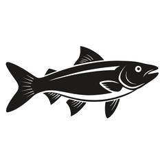 Trout Silhouette Vector Illustration on White Background for Fishing Wildlife or Nature Themed Designs and Creative Projects Suitable for Various