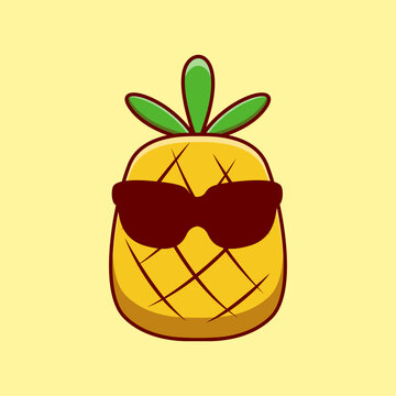 Cartoon Pineapple Illustration in Fun Summer Theme