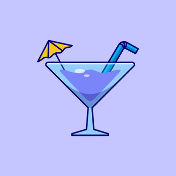 Colorful Cartoon Summer Cocktail Drink Illustration
