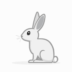 Obraz premium Cute illustration of a sitting gray rabbit with long ears