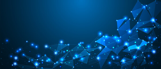 Abstract blue triangle mesh network connect fechnology futuristic background vector