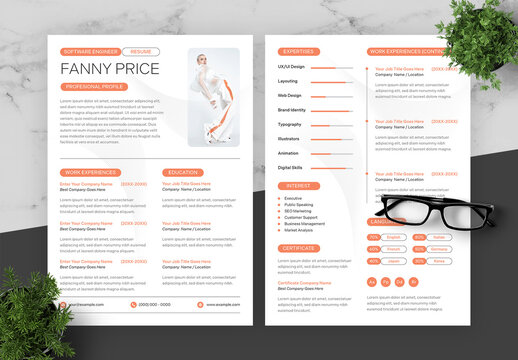 Orange And Black Profesional Resume