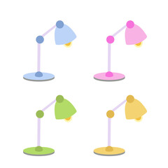 Stylish pastel desk lamp bundle in pink, yellow, green, and blue. Perfect for flat vector icons, furniture elements, or interior clipart