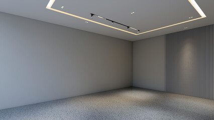 Empty Room 3D Render - White Marble Interior with Natural & Artificial Lighting