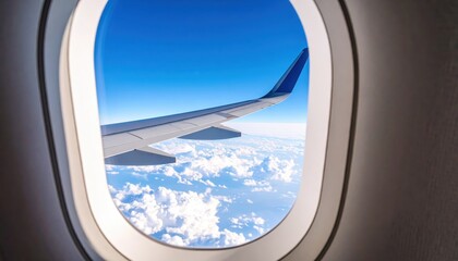 Airplane Wing View Through Passenger Window