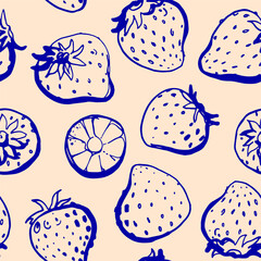 Pattern vector Strawberry berries line. Summer flowers and berries. Harvest, farm products.	
