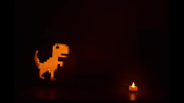 Fun Halloween pumpkin carving dinosaur chrome browser game