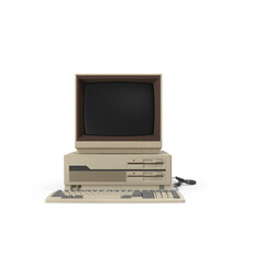 Retro Desktop Computer System isolated on transparent background
