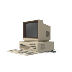 Retro Desktop Computer System isolated on transparent background