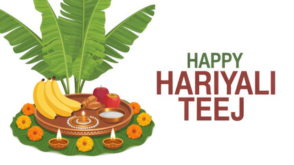  Happy Hariyali Teej isolated on transparent background, Generative ai.