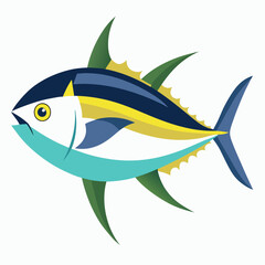 Isolated tuna steak illustration on a white background showcasing fresh seafood culinary design and simple food presentation for menus or