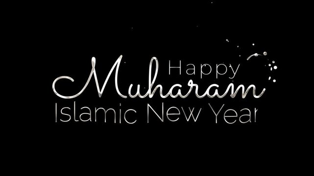 Elegant handwritten letter happy muharam islamic new year text animation