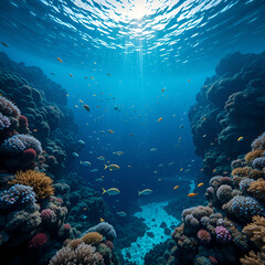 Fototapeta premium coral reef and diver diversity 