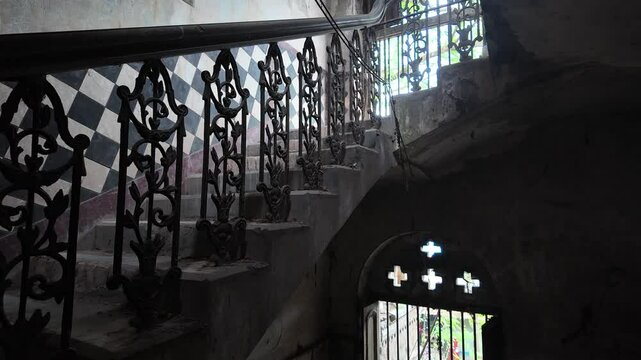 Old heritage house stairs at Pakutia Zamindar Bari, Nagarpur, Bangladesh