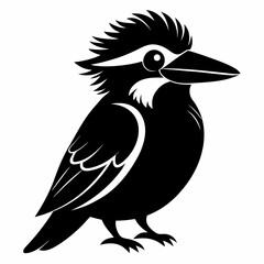 Kookaburra Silhouette Vector Illustration A minimalist design featuring an Australian kookaburra bird in silhouette perfect for logos and graphic design