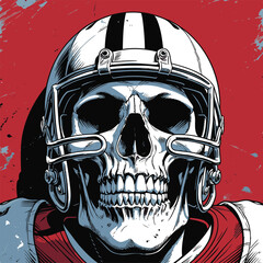 human skull wearing an american football helmet