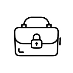 Briefcase Icon Outline Business Bag with Lock Vector
