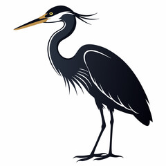 Obraz premium Elegant Heron Silhouette Illustration on White Background A Minimalist Vector Design for Nature and Wildlife Projects Suitable for Various Creative
