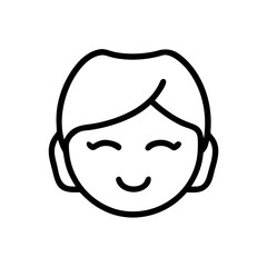 Minimal Line Icon of Smiling Woman Face Avatar