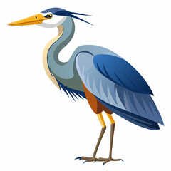 Elegant Heron Illustration on White A Clean Detailed Vector Design of a Heron Bird for Various Creative Applications and Design