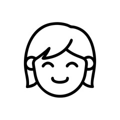 Smiling Girl Face Icon in Simple Line Style