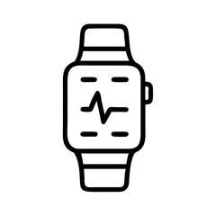 Smartwatch with Heartbeat Line Icon Isolated on White Background