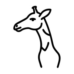 Simple Giraffe Head Outline Icon Isolated on White Background