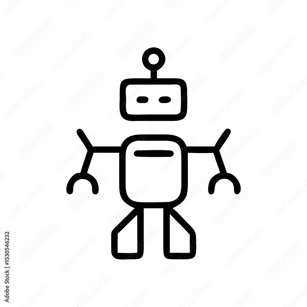 Poster robot icon outline – futuristic technology line art for ai and automation