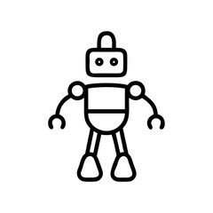 Robot Character Icon Outline – Cute Technology Line Art for Automation