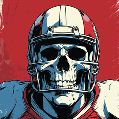 human skull wearing an american football helmet