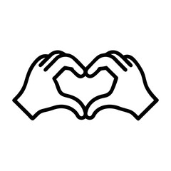Obraz premium Hand Heart Icon Outline – Love Gesture Symbol Line Art Illustration