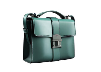  silver locked light blue leather shoulder bag isolated on white background PNG