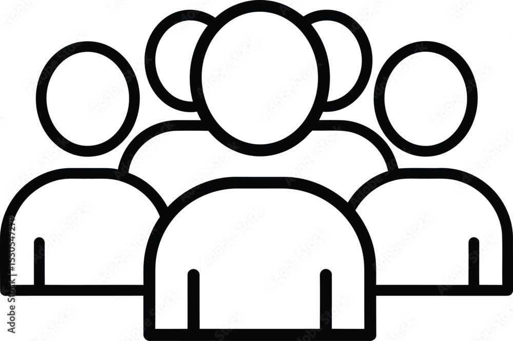 Poster a group of people outline user icon ai generative