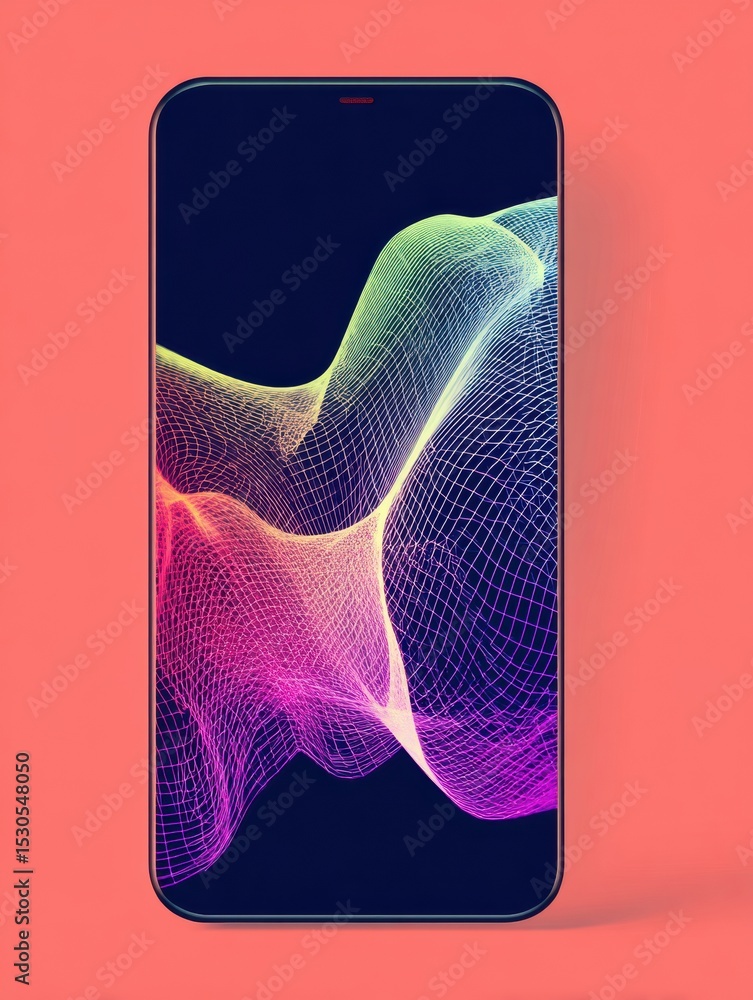 Poster Mobile App Crash Screen Displaying Abstract Geometric Distortion on a Clean Left Margin