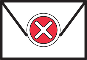 Error Email Icon, Failed Mail Envelope Symbol