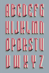Bold 3D uppercase alphabet with sharp angled shapes and retro vibes. Shadowed block letters in isometric perspective. Ideal for posters, games, and titles.